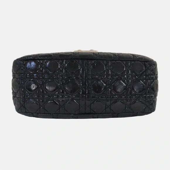 CHRISTIAN DIOR BLACK PATENT LEATHER QUILTED SHOULDER BAG - Picture 5 of 6